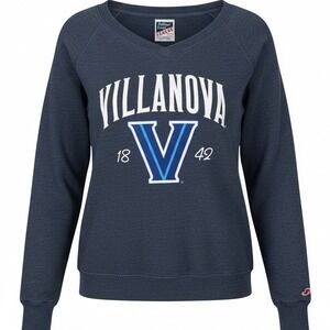 Villanova Wildcats Sweatshirt Women's Large V-Neck Spellout Graphic College